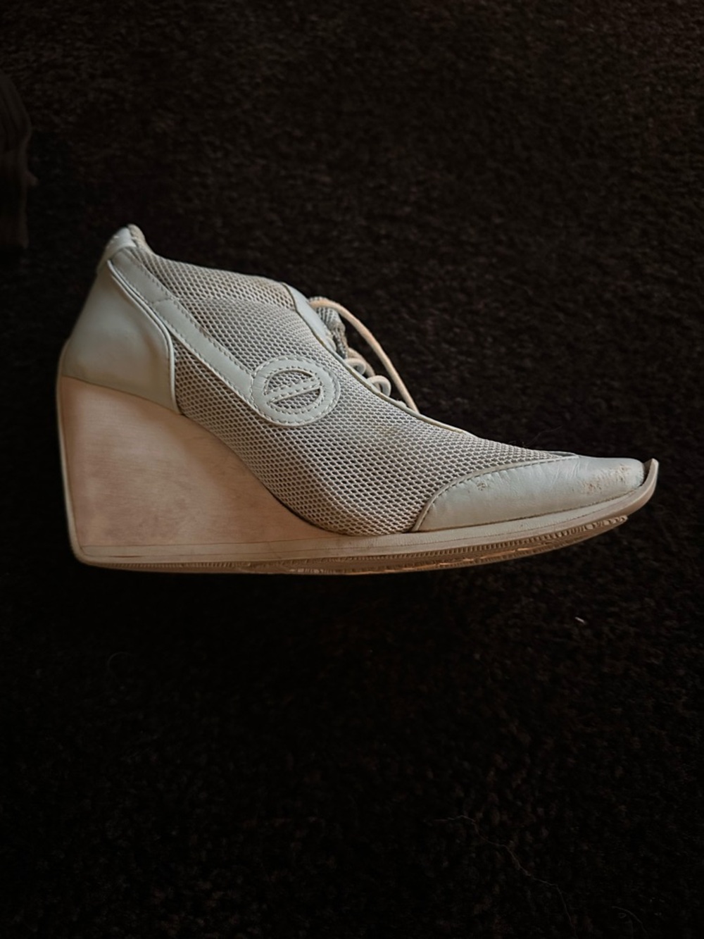 Vintage No Name Wedge Sneaker — Light Grey/Gray Lace-Up Wedge